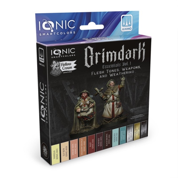 AMMO: IONIC Grimdark Essentials Vol. 1 - Flesh Tones, Weapons, and Weathering Paint Set