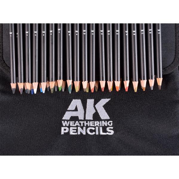 AK-Interactive: Weathering Pencils Full Range Cloth Case with Zipper