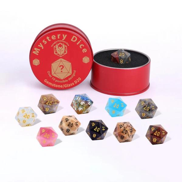 Filled Display - Mystery Gemstone D20s