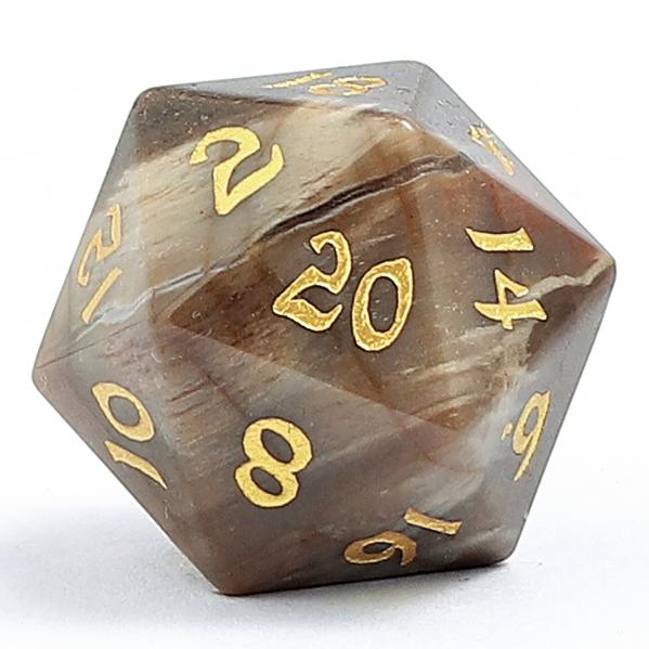 Dragon's Hoard Gemstone Dice Set - Petrified Wood