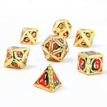 Sorcerer Solid Metal RPG Dice Set - Gold w/Red&Black