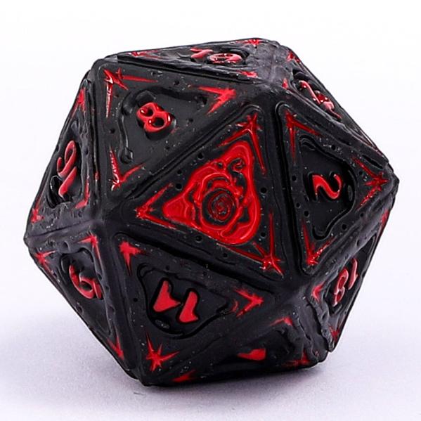 Sorcerer Solid Metal RPG Dice Set - Black w/Red