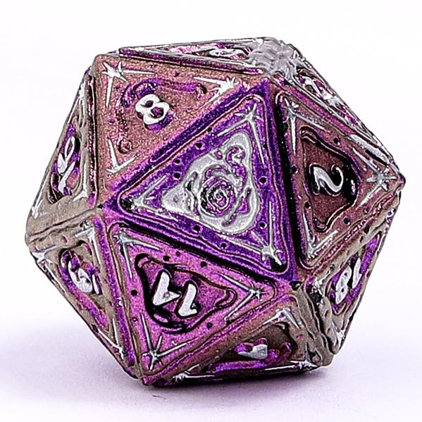 Sorcerer Solid Metal RPG Dice Set - Purple w/Silver
