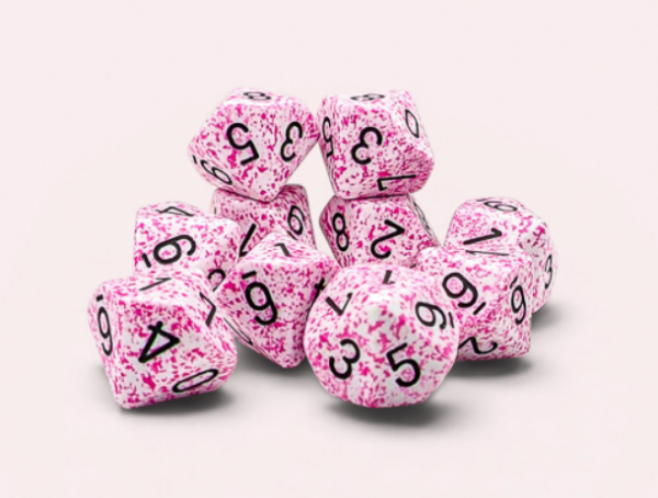 Chessex Dice Sets: Pink Speckled d10 Set (10)