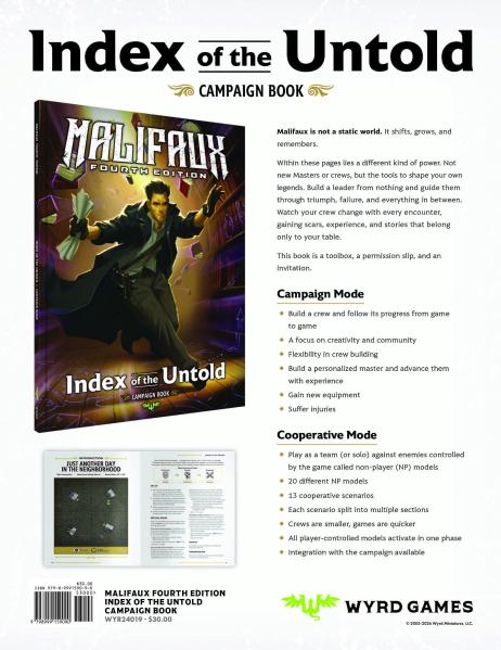 Malifaux 4E: Index of the Untold Campaign Book