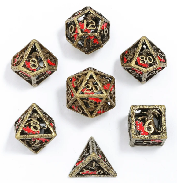 Dragon's Hymn Hollow Metal Dice Set - Ancient Bronze