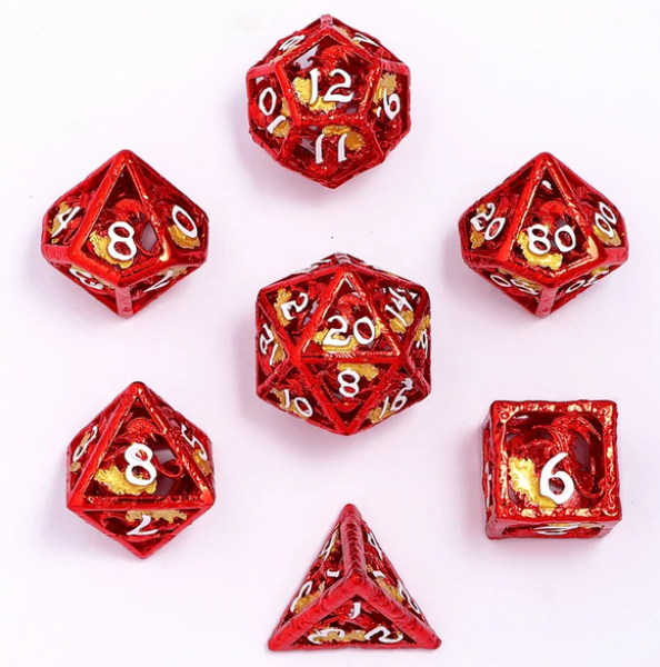 Dragon's Hymn Hollow Metal Dice Set - Red