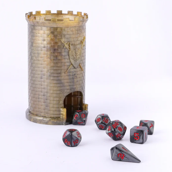 Pocket Citadel Mini Dice Tower - Gold w/Black