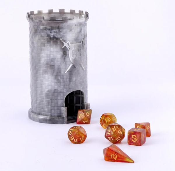 Pocket Citadel Mini Dice Tower - Black w/White