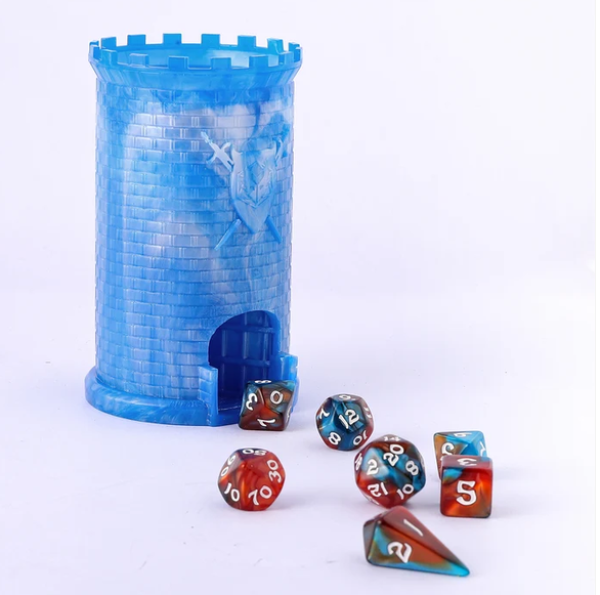 Pocket Citadel Mini Dice Tower - Blue w/White