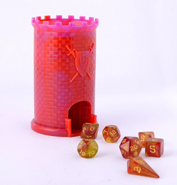 Pocket Citadel Mini Dice Tower - Purple w/Red