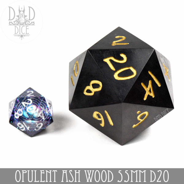 King of Crits Dice: 50mm Wood D20 Opulent Ash (Gift Box)