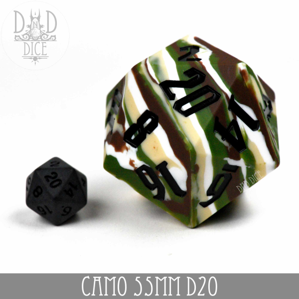King of Crits Dice: 55mm D20 Camo (Silicone)