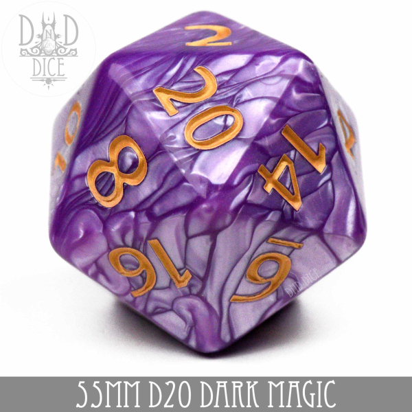 King of Crits Dice: 55mm D20 Dark Magic