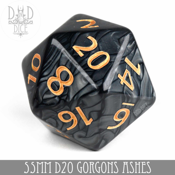 King of Crits Dice: 55mm D20 Gorgons Ashes