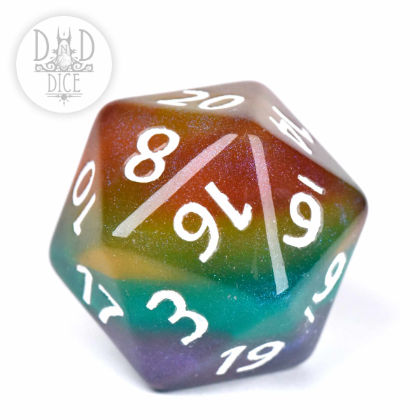 King of Crits Dice: 55mm D20 - Glitter Rainbow