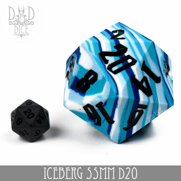 King of Crits Dice: 55mm D20 Iceberg (Silicone)