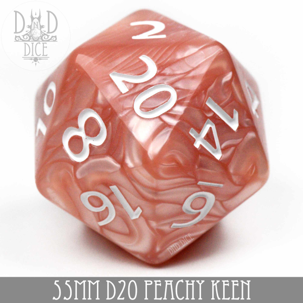 King of Crits Dice: 55mm D20 Peachy Keen