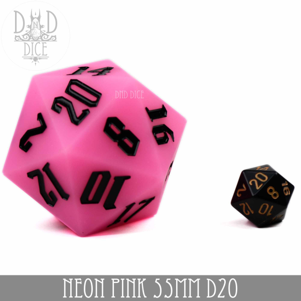 King of Crits Dice: 55mm D20 Neon Pink (Silicone)