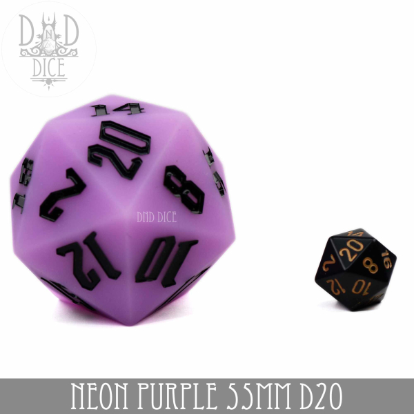 King of Crits Dice: 55mm D20 Neon Purple (Silicone)