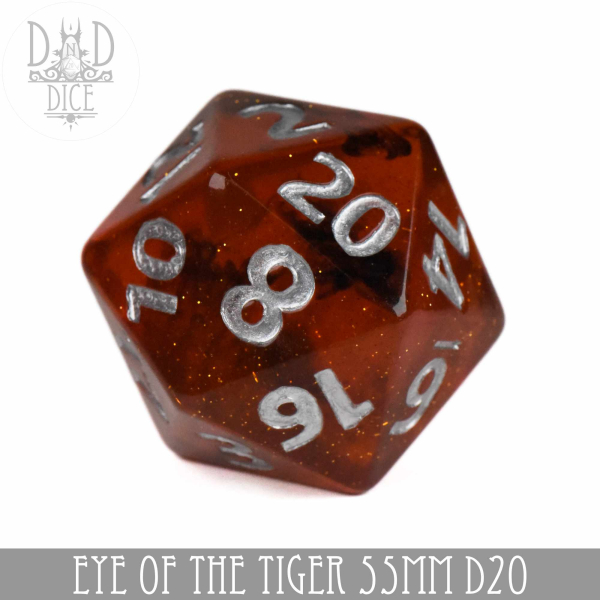 King of Crits Dice: 55mm D20 Eye of the Tiger