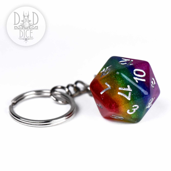 King of Crits Dice: Rainbow D20 Keychain