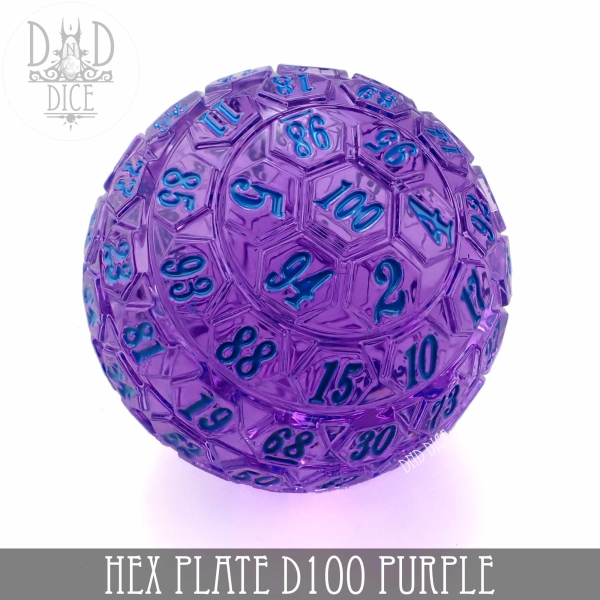 King of Crits Dice: 45mm Hex Plate D100 (Purple)