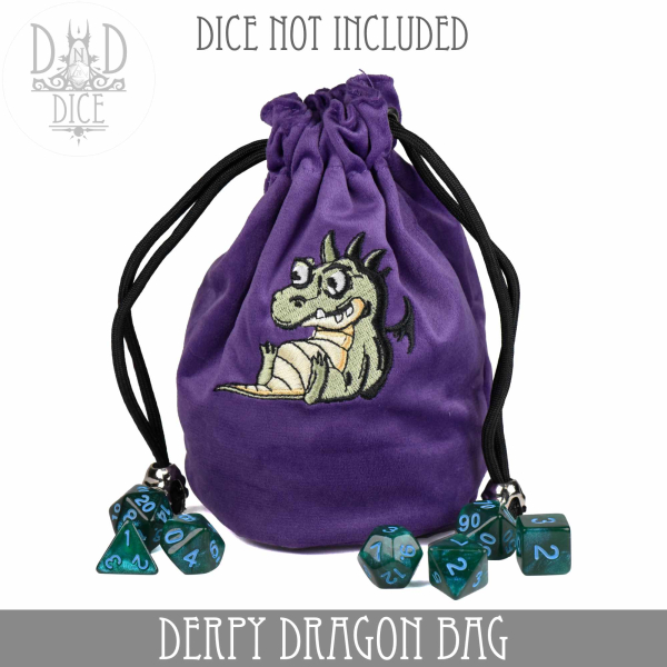 King of Crits Dice: Derpy Dragon Bag