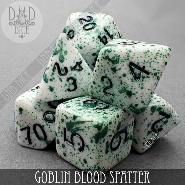 King of Crits Dice: Goblin Blood Spatter (Hand Painted)