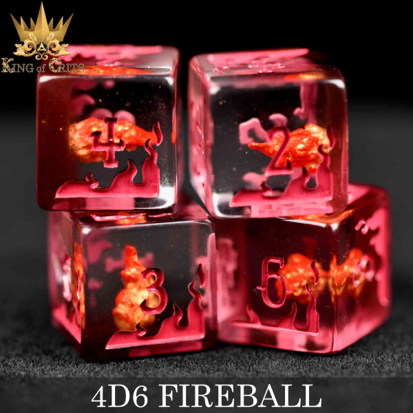 King of Crits Dice: Fireball 4D6 Set
