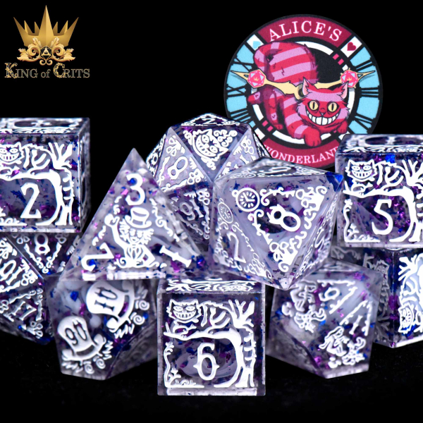 King of Crits Dice: Alice's Wonderland - 11 Dice Set (Sharp Edge)