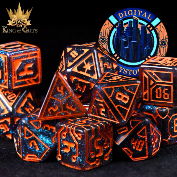 King of Crits Dice: Digital Dystopia - 11 Dice Set