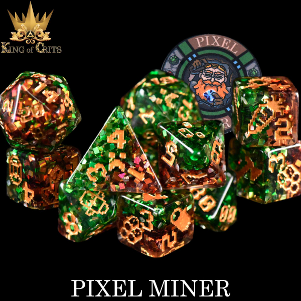 King of Crits Dice: Pixel Miner - 11 Dice Set