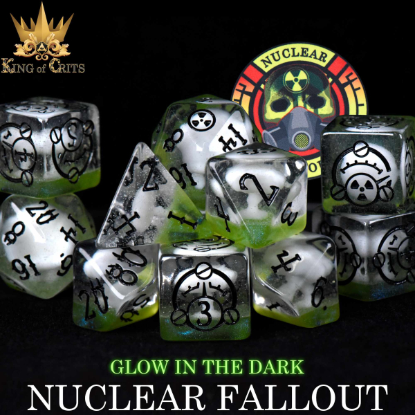 King of Crits Dice: Nuclear Fallout - 11 Dice Set (Glow)