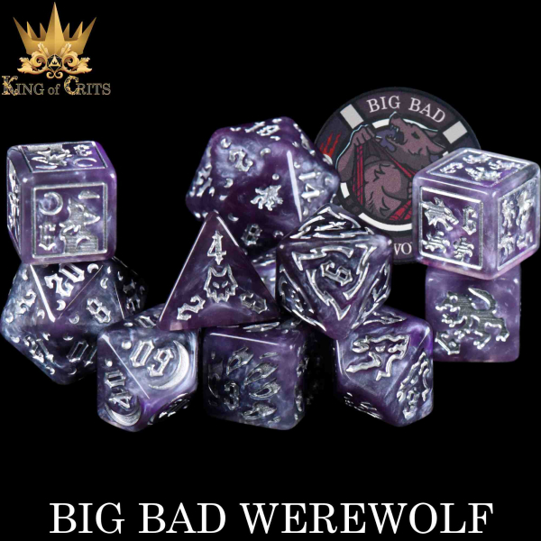 King of Crits Dice: Big Bad Werewolf - 11 Dice Set