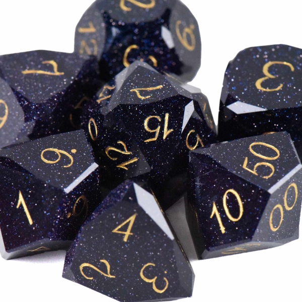 King of Crits Dice: Gem Cut Goldstone (Gift Box)