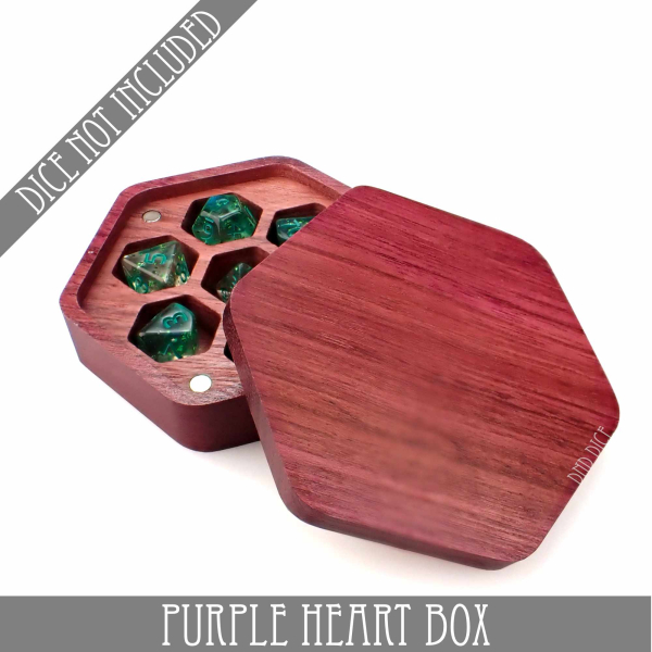 King of Crits Dice: Purple Heart Wood Box