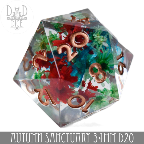 King of Crits Dice: 34mm D20 Autumn Sanctuary