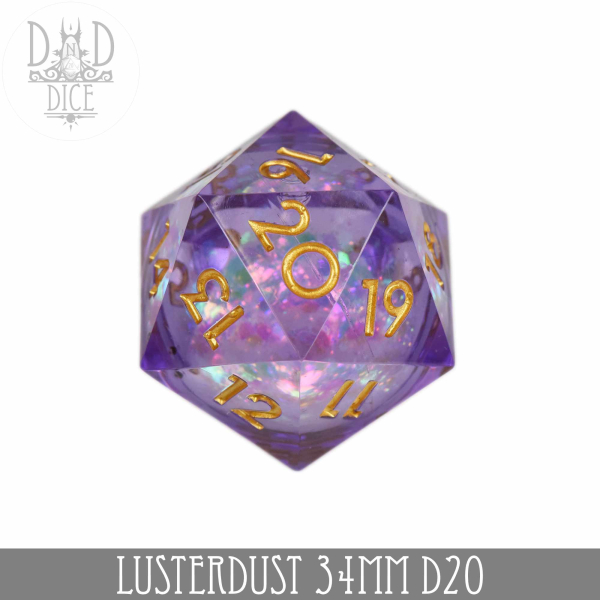 King of Crits Dice: 34mm D20 Lusterdust (Liquid Core Countdown)
