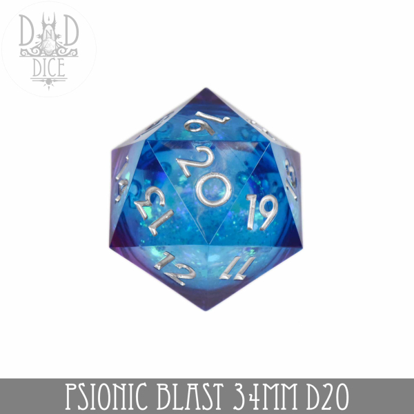 King of Crits Dice: 34mm D20 Psionic Blast (Liquid Core Countdown)