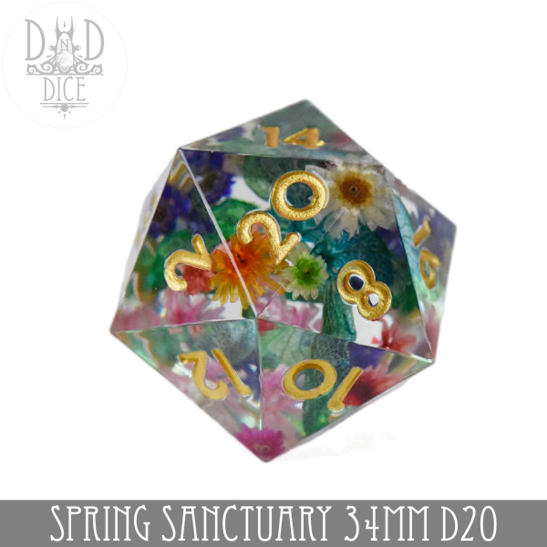 King of Crits Dice: 34mm D20 Spring Sanctuary
