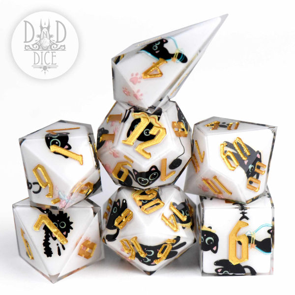 King of Crits Dice: Anime Cat (Handmade)