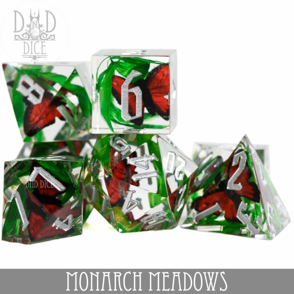 King of Crits Dice: Monarch Meadows (Handmade)