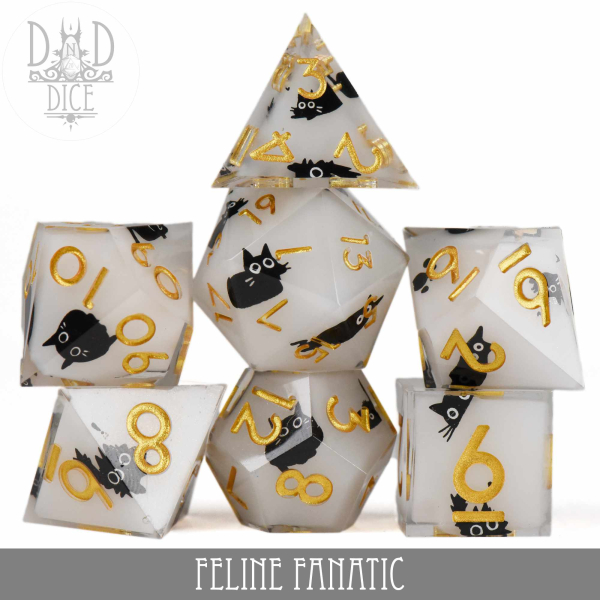 King of Crits Dice: Feline Fanatic (Handmade)