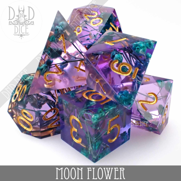 King of Crits Dice: Moon Flower (Handmade)