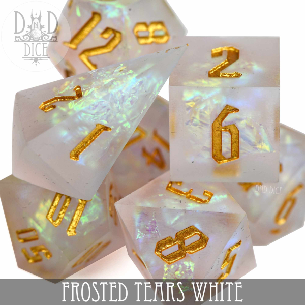 King of Crits Dice: Frosted Tears White (Handmade)