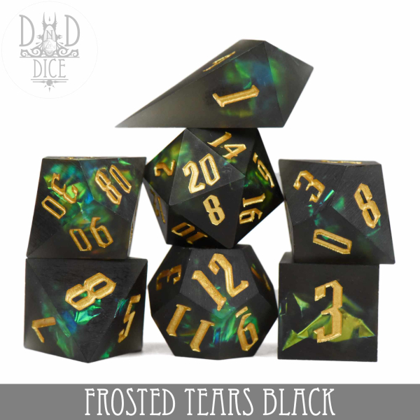 King of Crits Dice: Frosted Tears Black (Handmade)