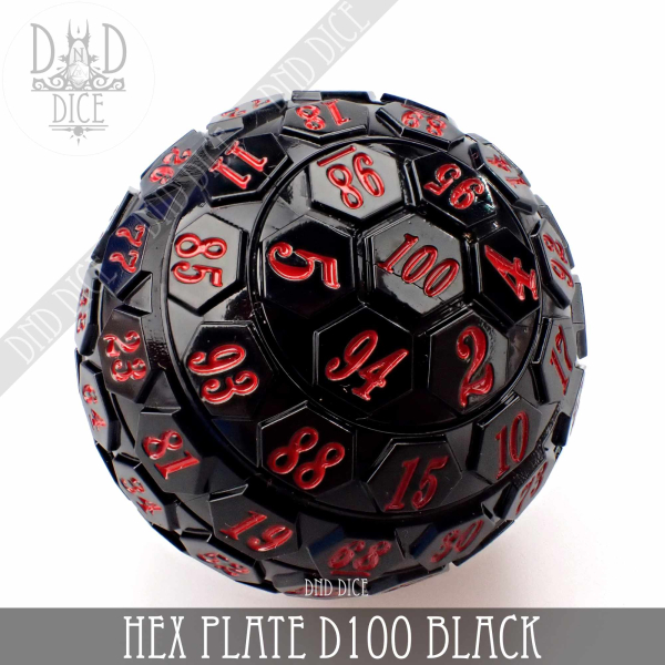 King of Crits Dice: 45mm Hex Plate D100 (Black with Red)