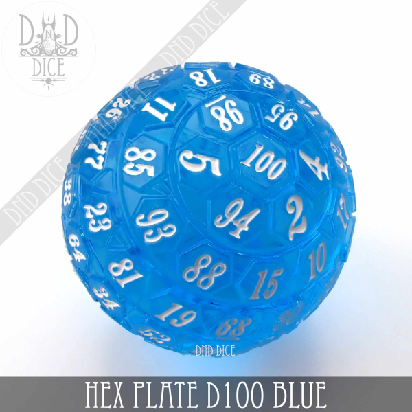 King of Crits Dice: 45mm Hex Plate D100 (Blue)