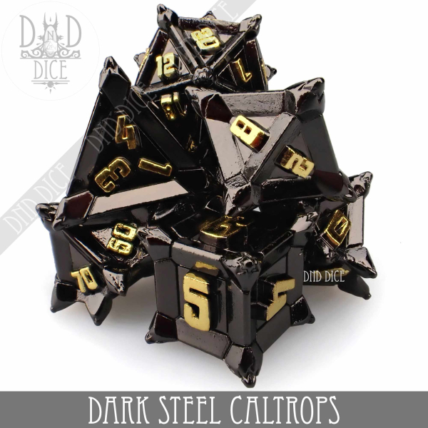 King of Crits Dice: Dark Steel Caltrops (Metal)